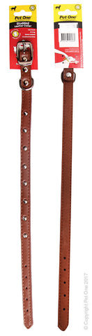 Collar Leather Single Row Studded 30cm Brown