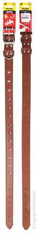 Collar Leather Single Row Studded 60cm Brown