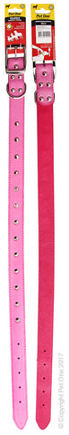 Collar Leather Single Row Studded 60cm Pink