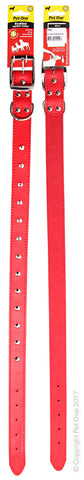 Collar Leather Single Row Studded 60cm Red