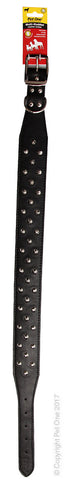 Collar Leather Three Row Studded 60cm Black