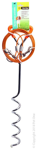 Tie Out Stake Set With Cable 3m 3mm For Dogs Up To 15kg