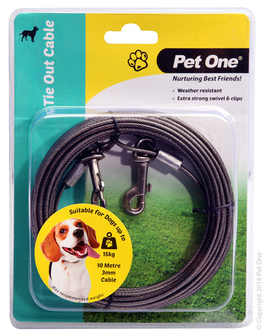 Tie Out Cable 10M 3mm Suit Dogs Up To 15kg