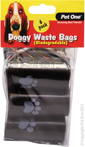 Doggy Waste Bags Biodegradable 6 Pack x 20 Pcs Roll
