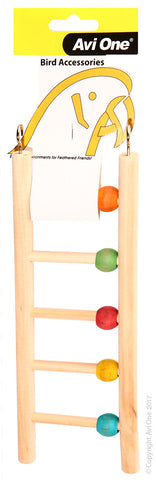 Bird Toy Wooden Ladder 5 Run W/beads