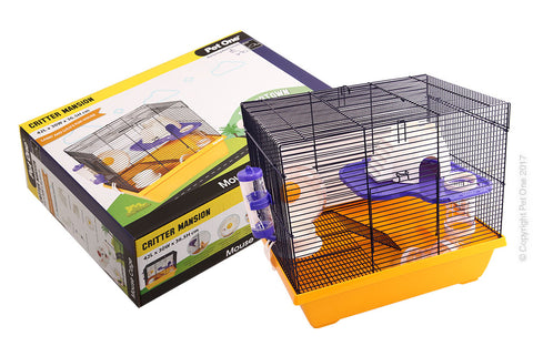 Critter Mansion Mouse Wire Cage 42L X 30W X 36.5cm H White Yellow