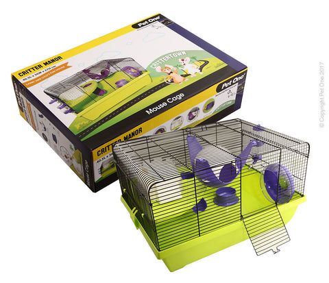 Critter Manor Mouse Wire Cage 50L X 36.5W X 29cm H Purple Green