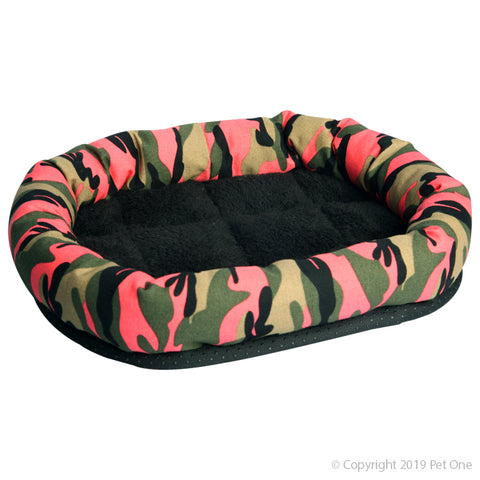 Bed Sm Animal Lounger 30x25cm Pink Camo