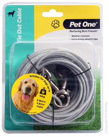 Tie Out Cable 9m 4.8mm Suit Dogs Up To 45kg