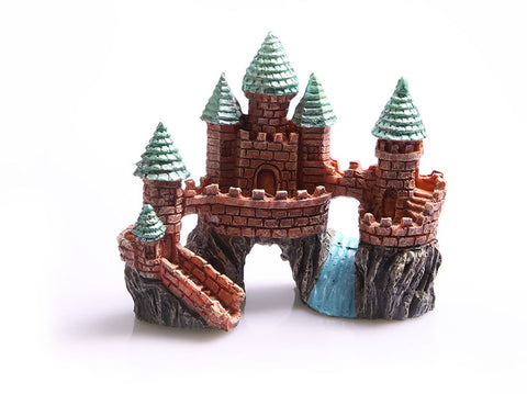 Ornament Castle On The Rock With River Small 15.5x9x13cm