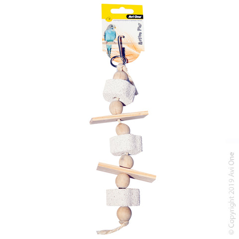 Bird Toy Wooden Blocks And Pumice With Rope 28cm