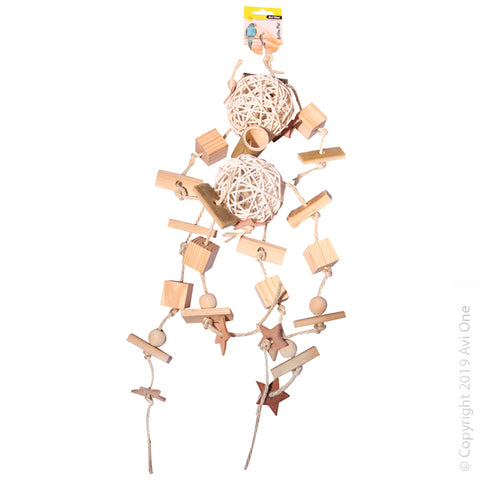 Bird Toy Bamboo & Wooden Blocks With Rattan Balls
