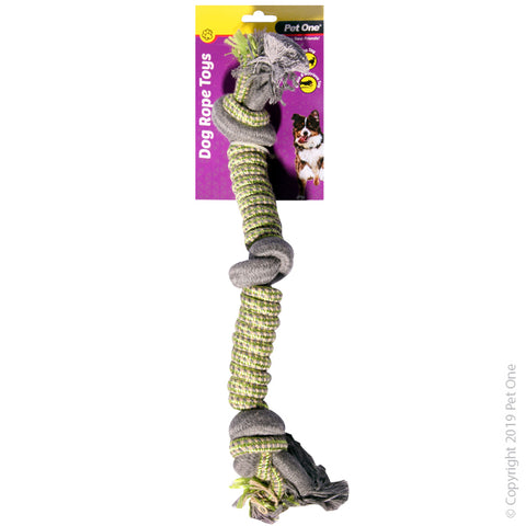 Dog Toy Rope Spiral With 3 Knots Green/Grey 40cm