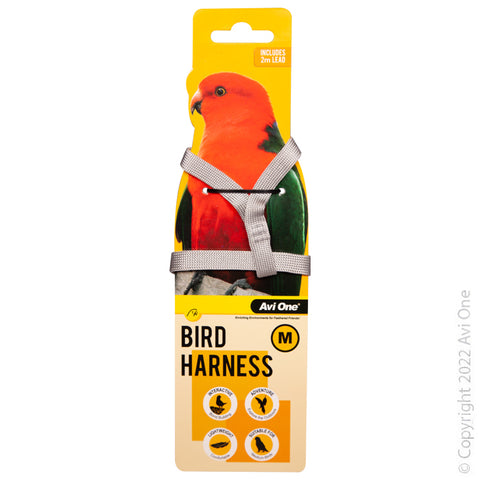 Bird Harness With Shock Resistant Lead Medium