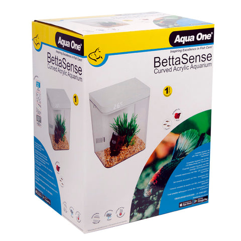 BettaSense 9.7L Curved Acrylic Aquarium 24.5x17.5x30.6cm White