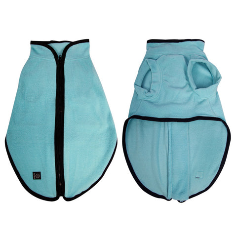 Dog Coat JumpSuit 40cm Heavy Fleece Zip Up Light Blue