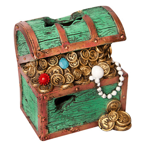 Ornament Treasure Chest With Coins 9wx8dx10.5cmh