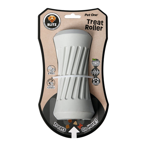 Dog Toy Blitz Rubber Treat Roller Grey L