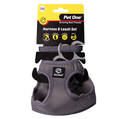 Harness & Leash Set Dog Cat Sm Animal 31-34cm Gy
