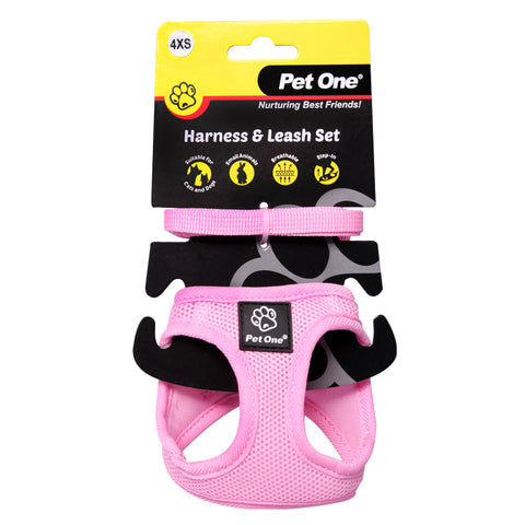 Harness & Leash Set Dog Cat Sm Animal 26-28cm Pk