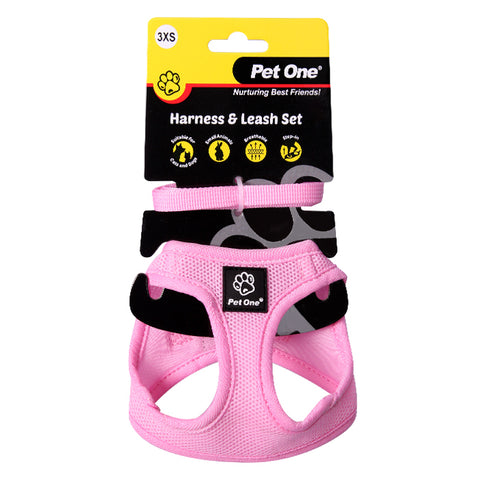 Harness & Leash Set Dog Cat Sm Animal 28-30cm Pk