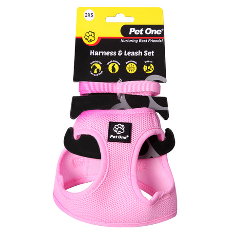 Harness & Leash Set Dog Cat Sm Animal 31-34cm Pk