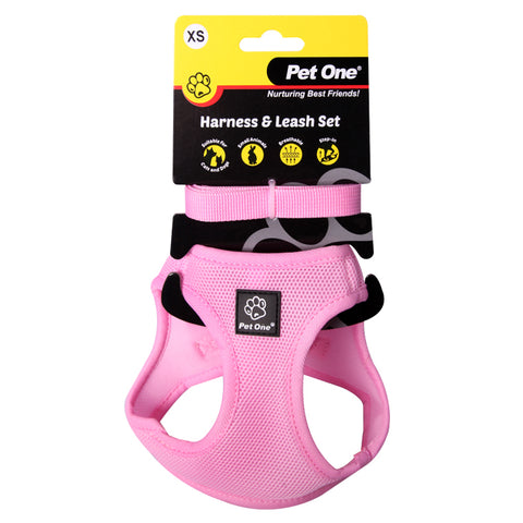 Harness & Leash Set Dog Cat Sm Animal 34-37cm Pk