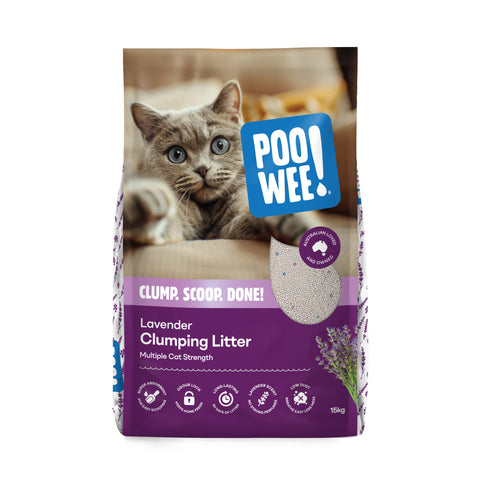 15KG POOWEE CLUMPING LAVENDER LITTER